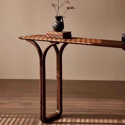 Traditional Brown Wood Rectangular Console Table