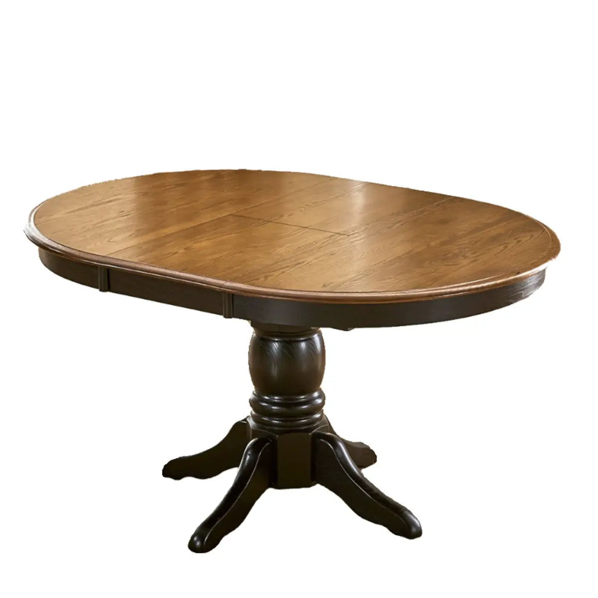 Traditional Round Brown Wood Extendable Dining Table — Without Chairs / Walnut