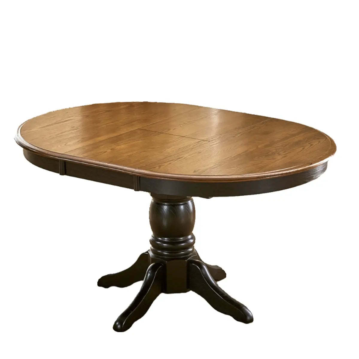 Traditional Round Brown Wood Extendable Dining Table — Without Chairs / Walnut