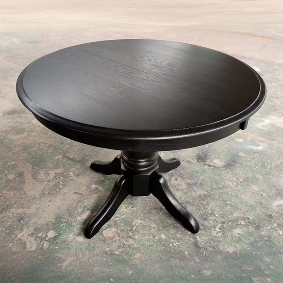 Traditional Round Brown Wood Extendable Dining Table — Without Chairs / White