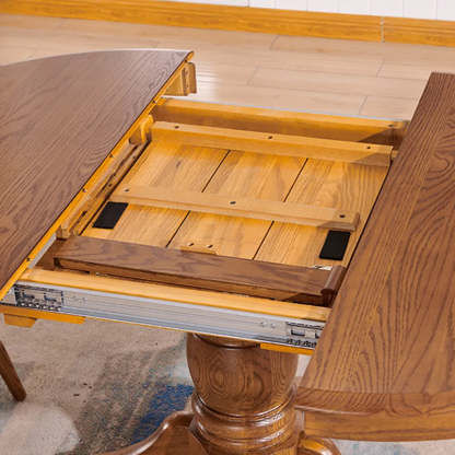 Traditional Round Brown Wood Extendable Dining Table — Without Chairs / Black/ Walnut