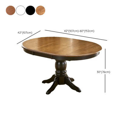 Traditional Round Brown Wood Extendable Dining Table — Without Chairs / White/ Walnut