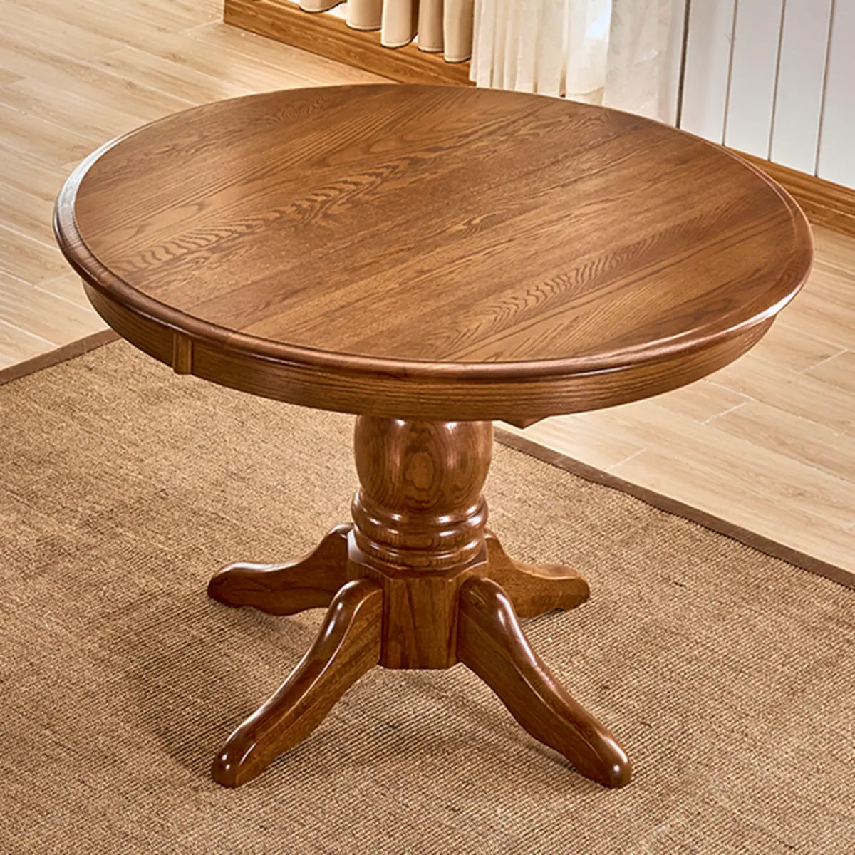 Traditional Round Brown Wood Extendable Dining Table — Without Chairs / Black/ Walnut