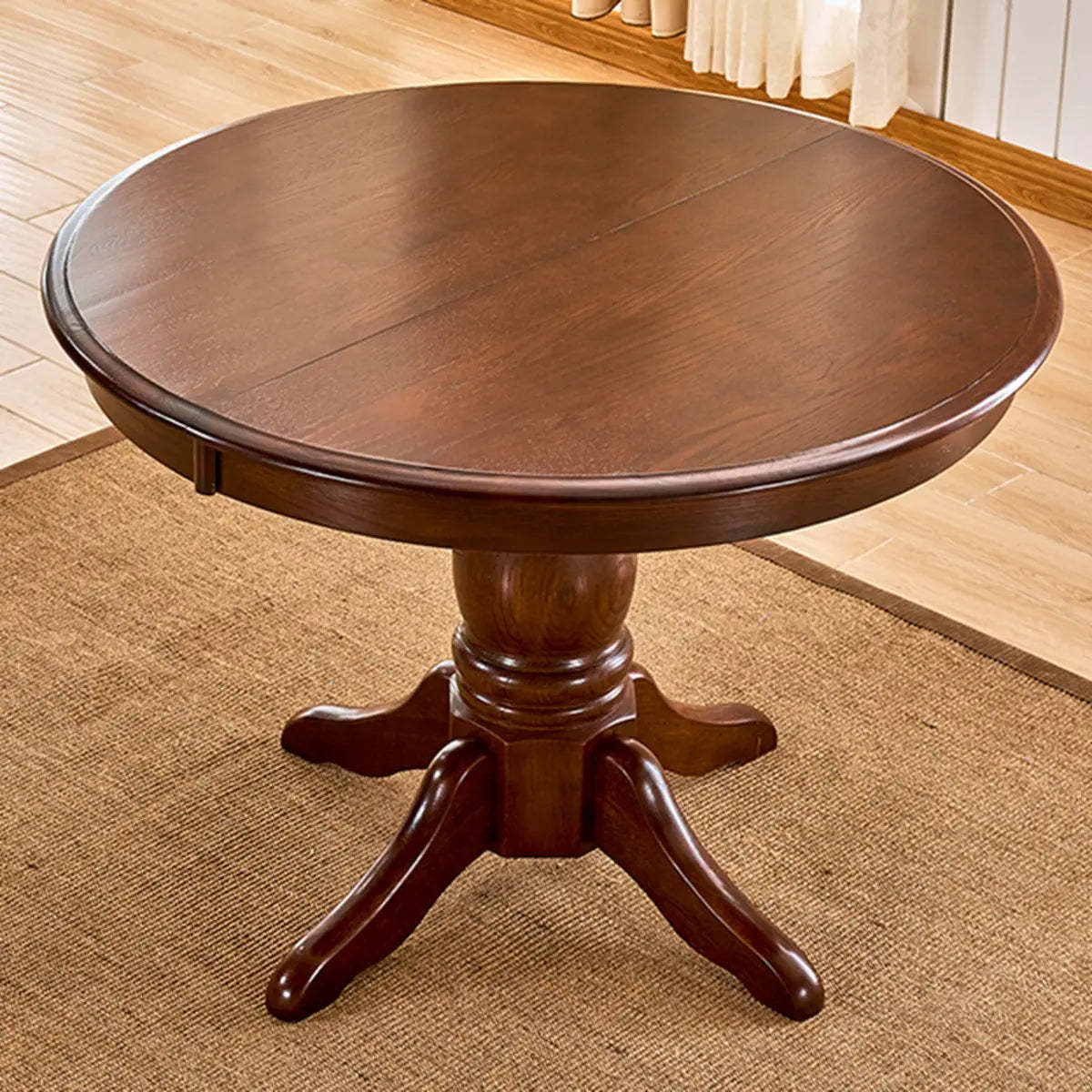 Traditional Round Brown Wood Extendable Dining Table — Without Chairs / Espresso