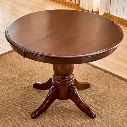 Traditional Round Brown Wood Extendable Dining Table — Without Chairs / Espresso