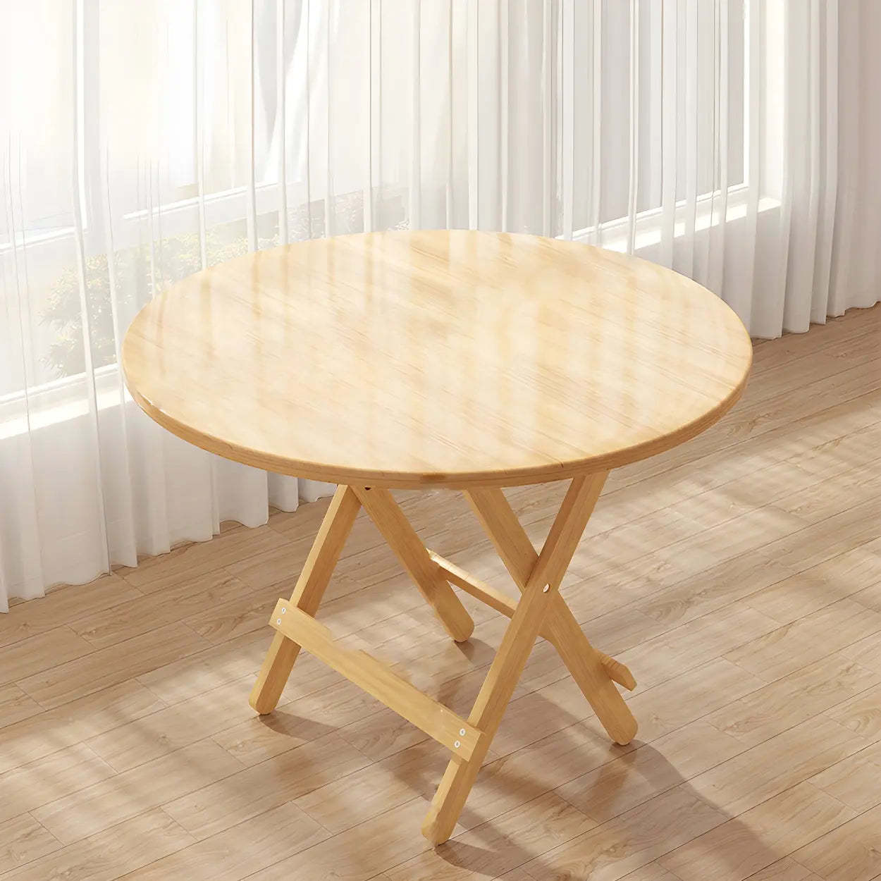 Traditional Folding Round Wood Dining Table — Round / Table Only