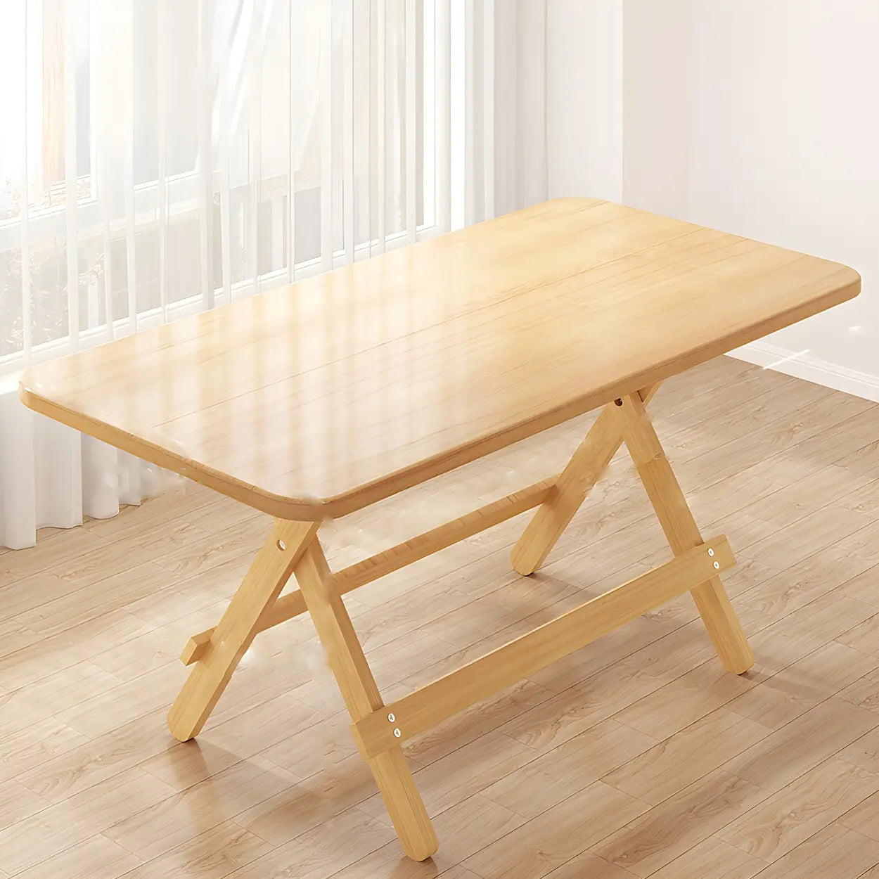 Traditional Folding Round Wood Dining Table — Rectangle / Table Only
