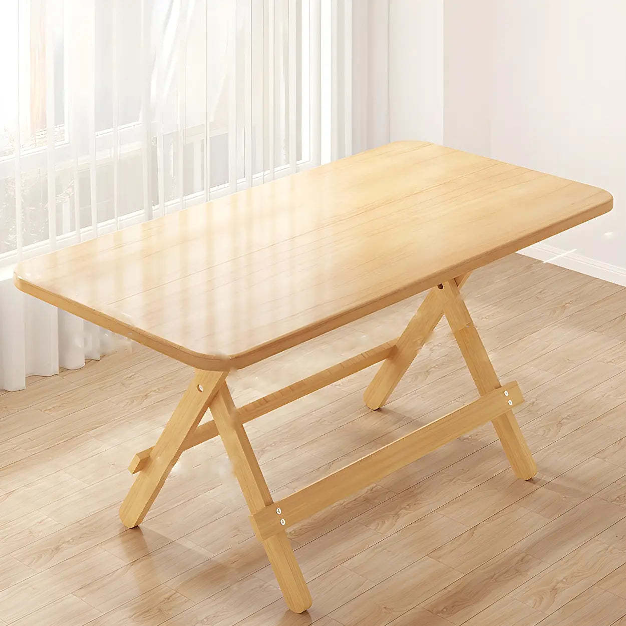 Traditional Folding Round Wood Dining Table — Rectangle / Table Only