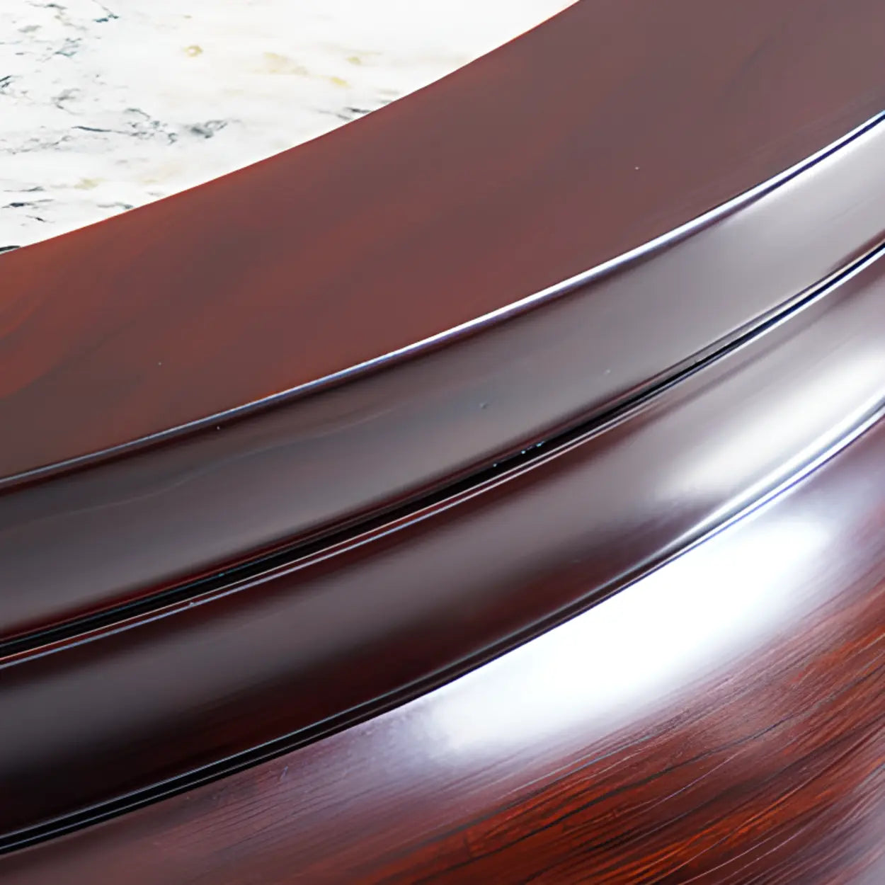 Traditional Half-Circle Marble Wood Foyer Console