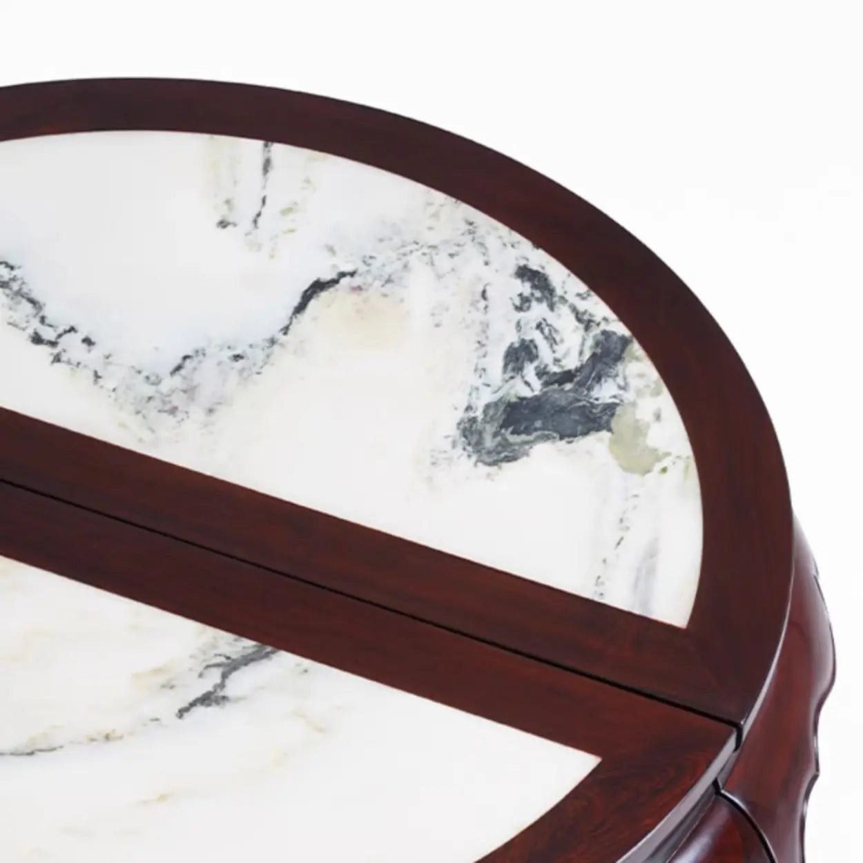 Traditional Half-Circle Marble Wood Foyer Console