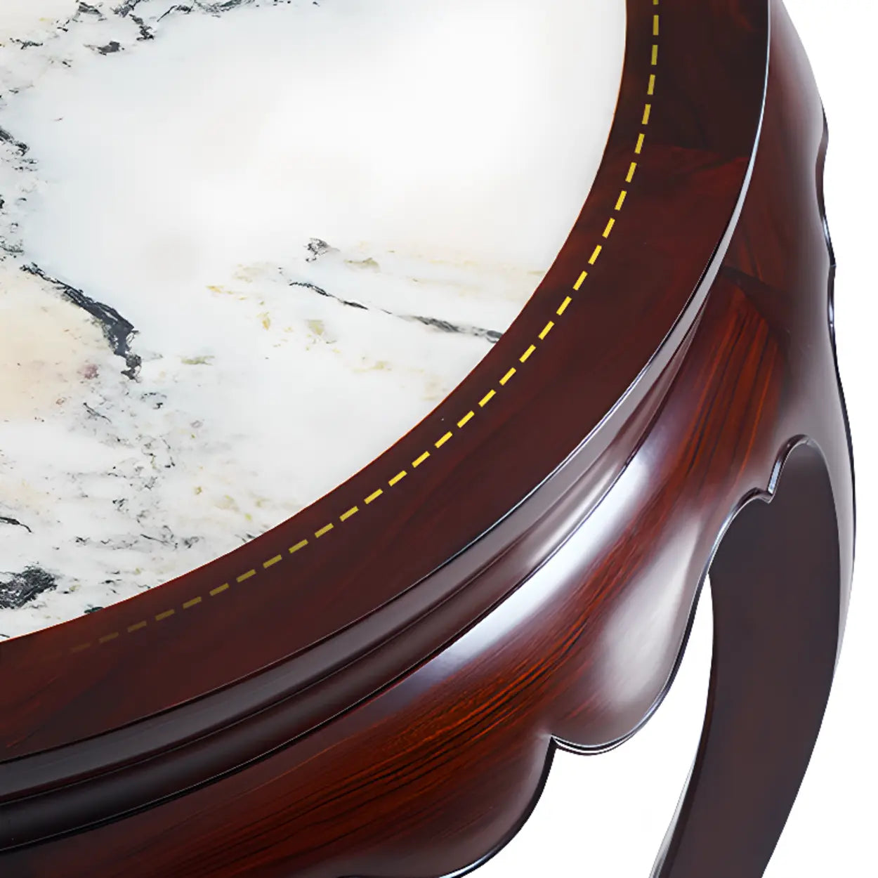 Traditional Half-Circle Marble Wood Foyer Console