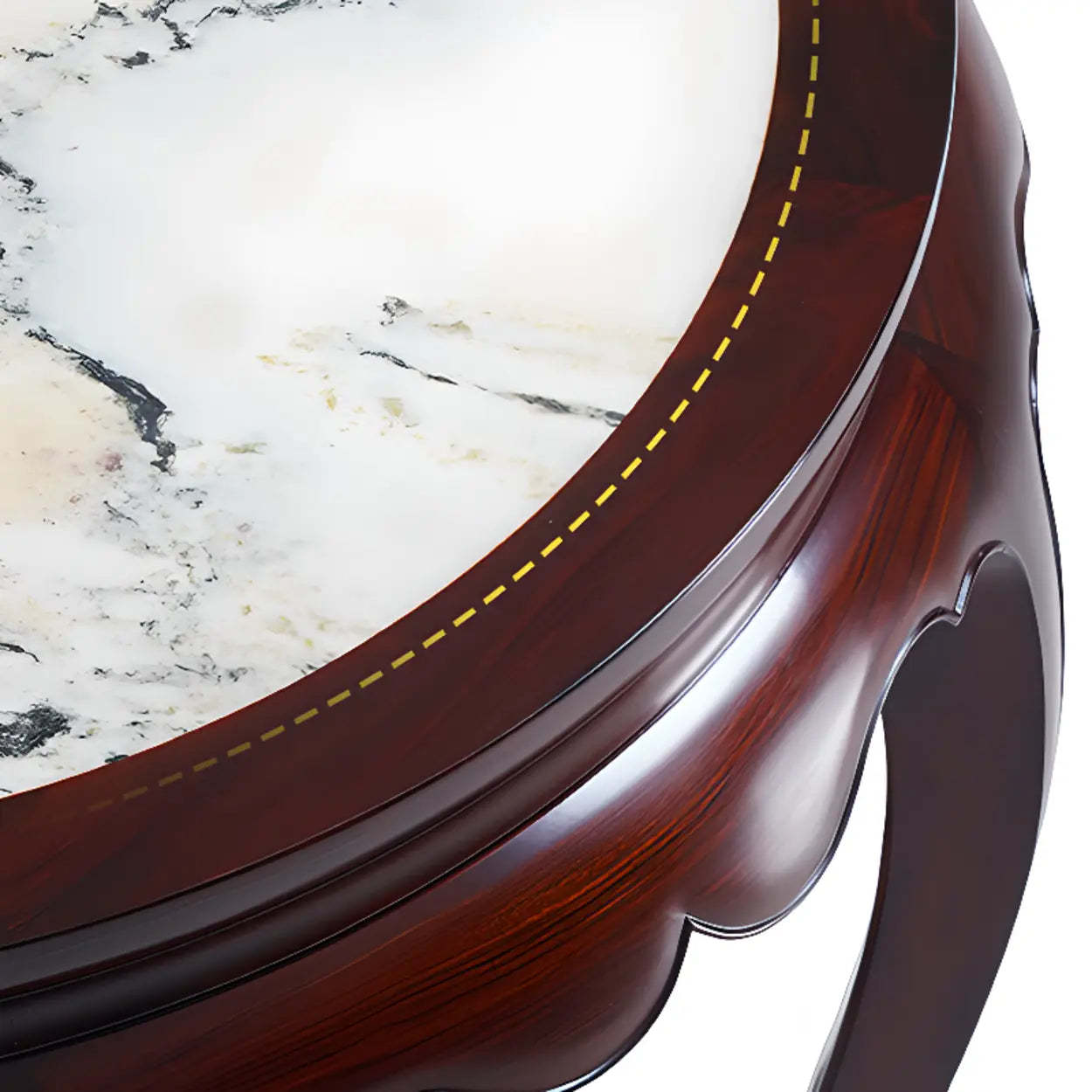 Traditional Half-Circle Marble Wood Foyer Console