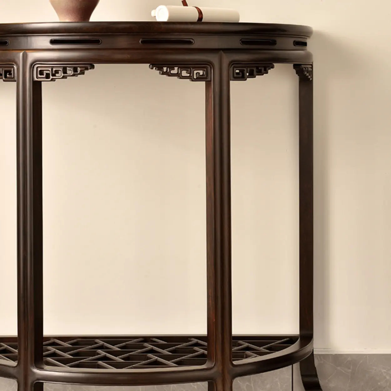 Traditional Half-Circle Espresso Entryway Table