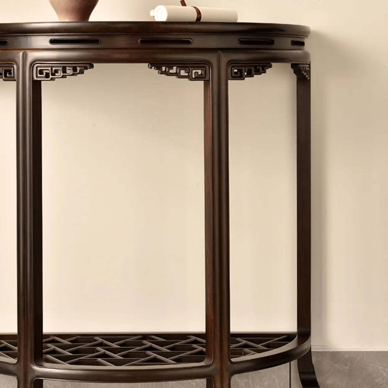 Traditional Half-Circle Espresso Entryway Table