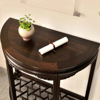 Traditional Half-Circle Espresso Entryway Table