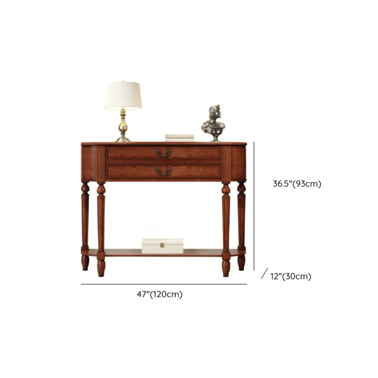 Traditional Half-Moon Rubberwood Console Table