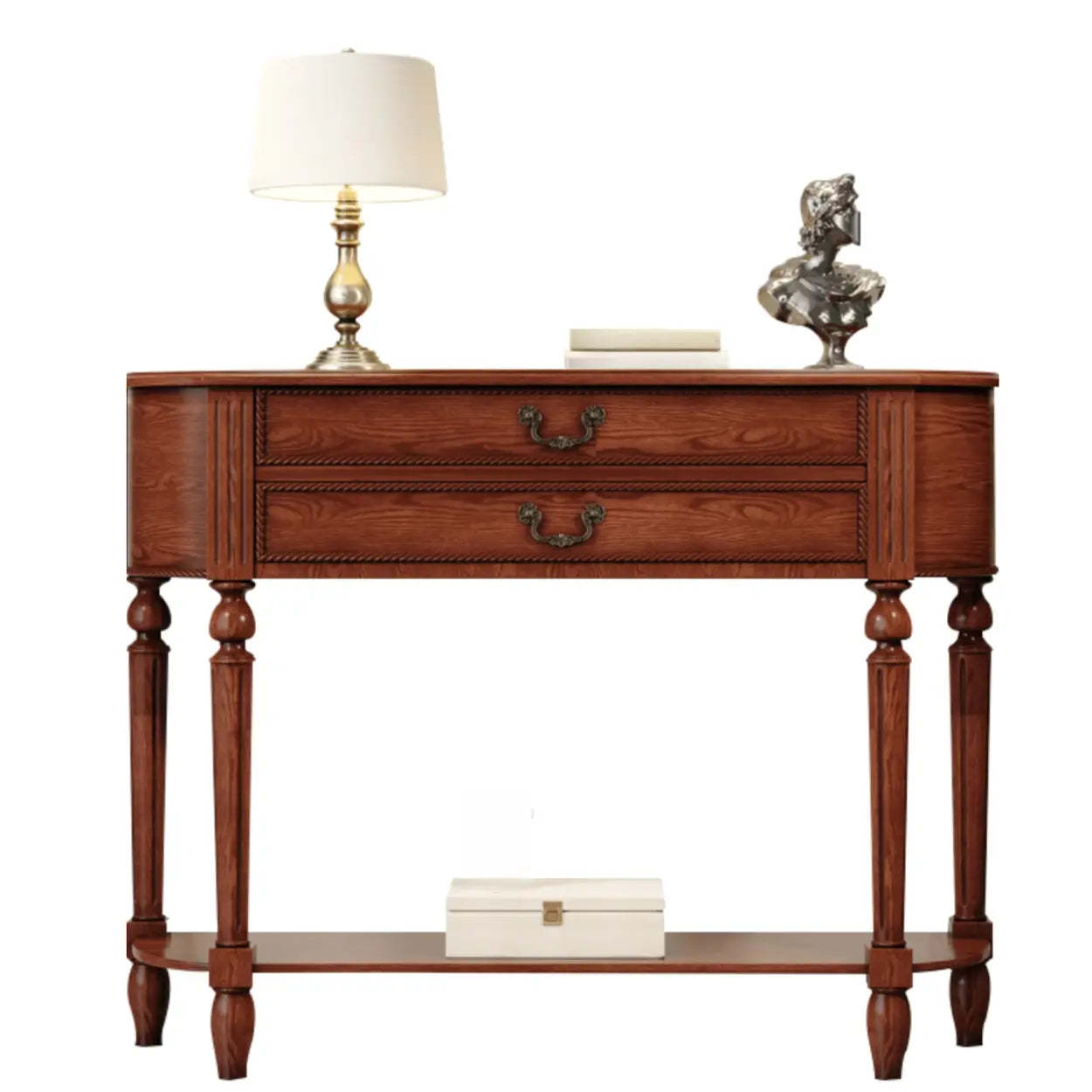Traditional Half-Moon Rubberwood Console Table — Grey