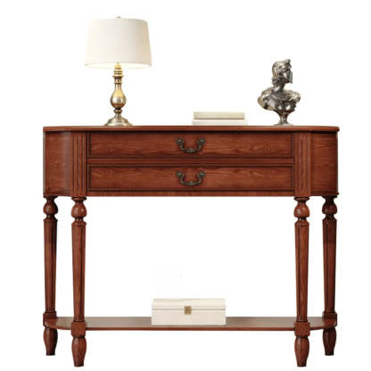 Traditional Half-Moon Rubberwood Console Table — Grey