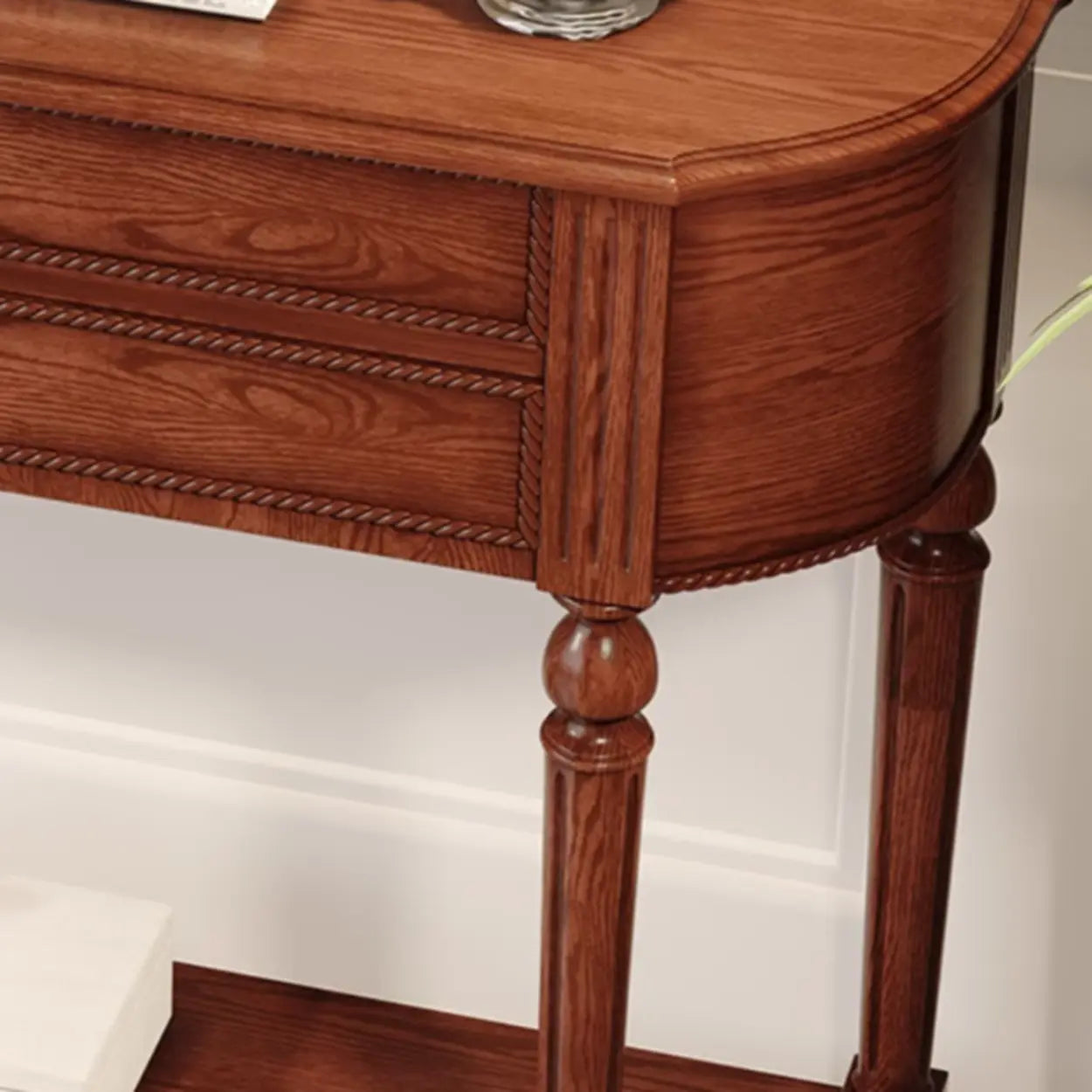 Traditional Half-Moon Rubberwood Console Table
