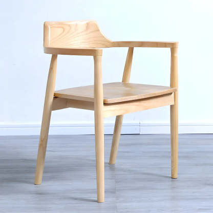 Traditional Wood Arm Dining Chair — Light Gray / Brown