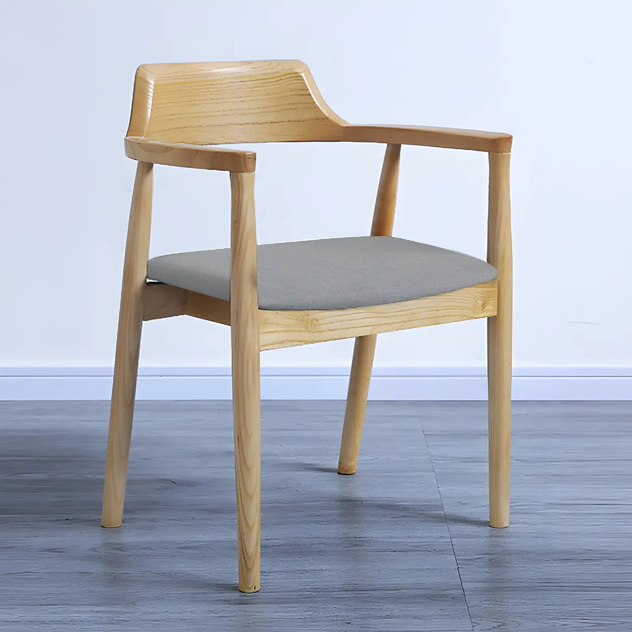 Traditional arm gray dining chairs & benches in wood leather fabric