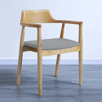 Traditional arm gray dining chairs & benches in wood leather fabric