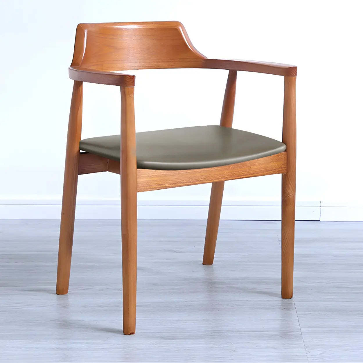 Traditional arm gray wood leather fabric dining chairs & benches
