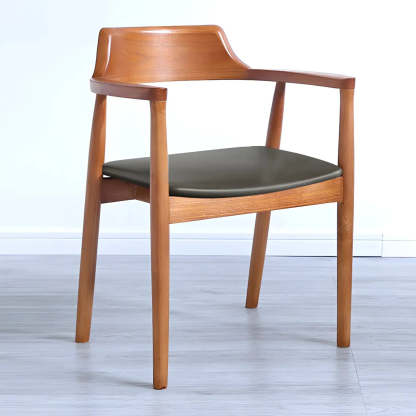 Lighom traditional arm wood dining chairs & benches — Brown / Brown