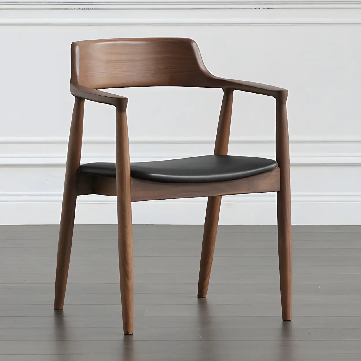 Traditional Wood Arm Dining Chair — Walnut / Walnut