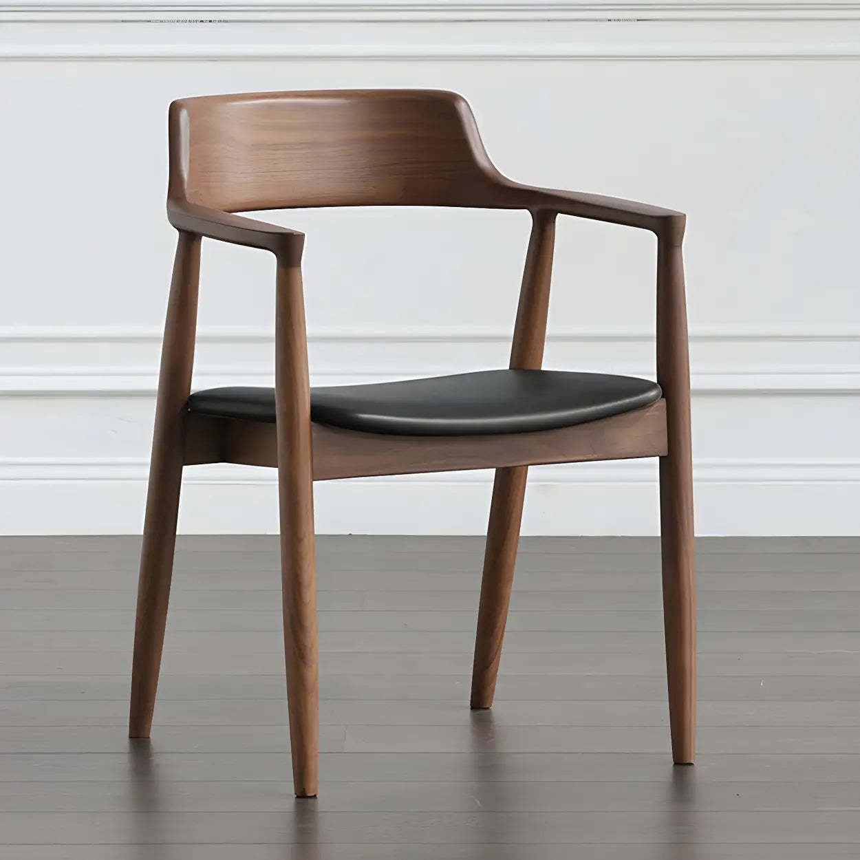 Traditional Wood Arm Dining Chair — Walnut / Walnut
