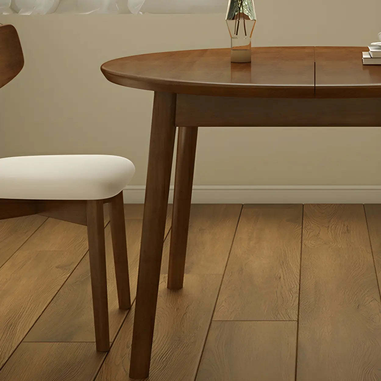Traditional Oval Wood Dining Table — Without Chairs / Nut-Brown