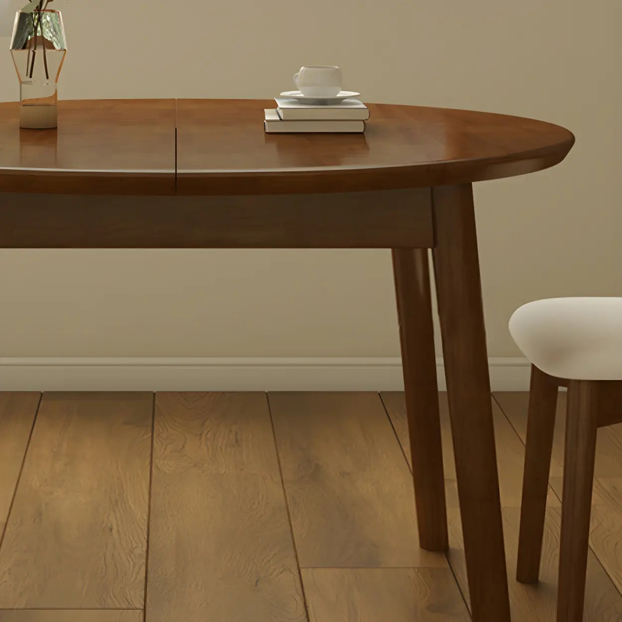 Traditional Oval Wood Dining Table — Without Chairs / Nut-Brown