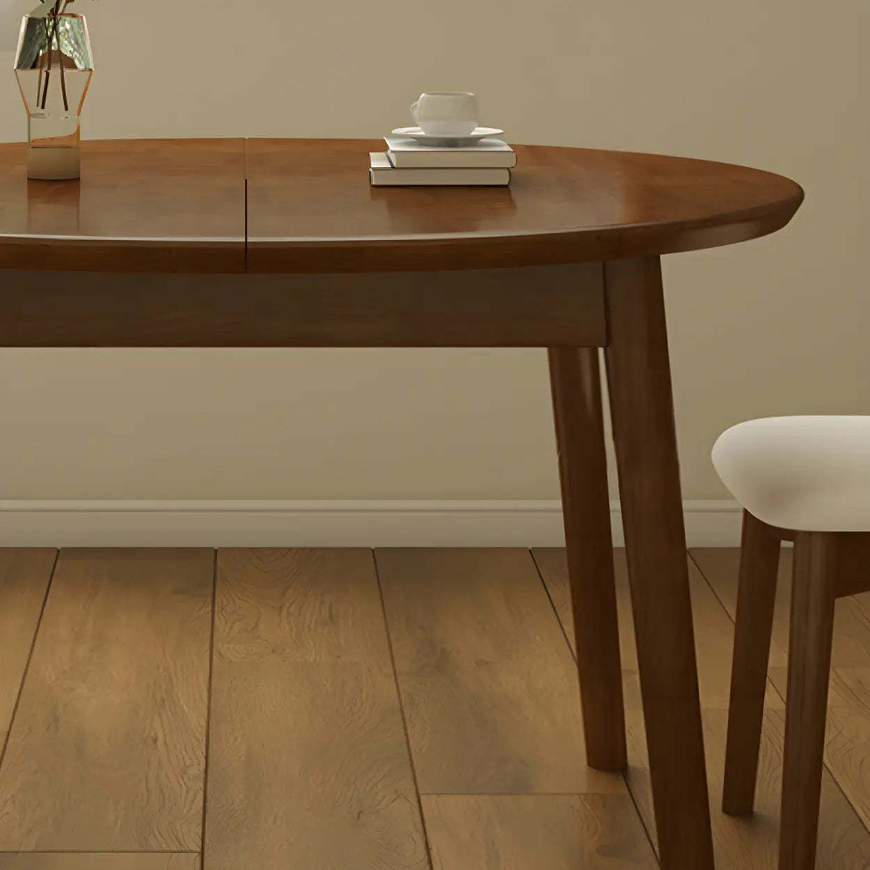 Traditional Oval Wood Dining Table — Without Chairs / Nut-Brown