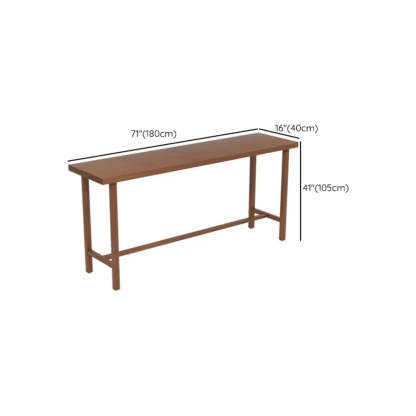 Traditional Rectangular Brown Wood Bar Table — Table Only