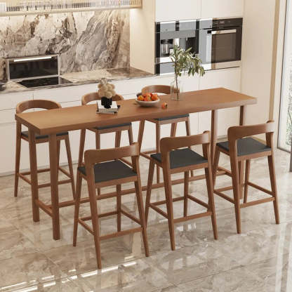 Traditional Rectangular Brown Wood Bar Table — Table Only