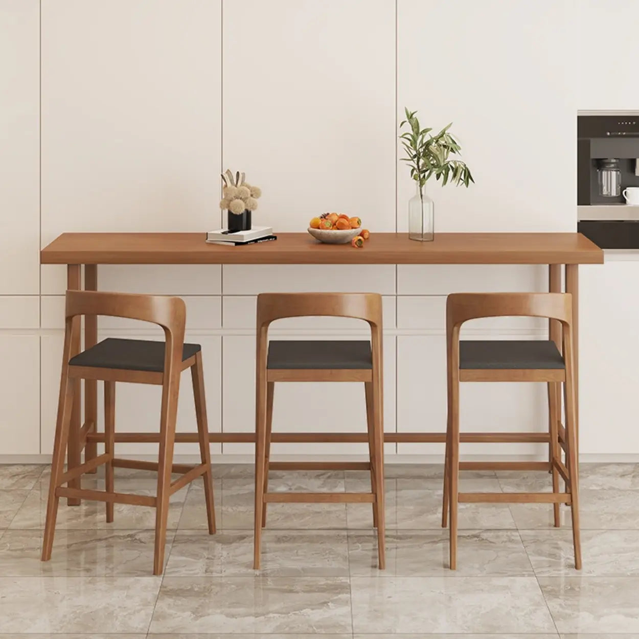 Traditional Rectangular Brown Wood Bar Table — Table Only
