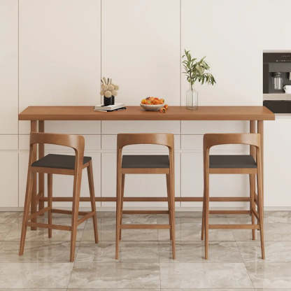 Traditional Rectangular Brown Wood Bar Table — Table Only