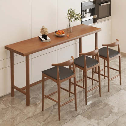 Traditional Rectangular Brown Wood Bar Table — Table Only