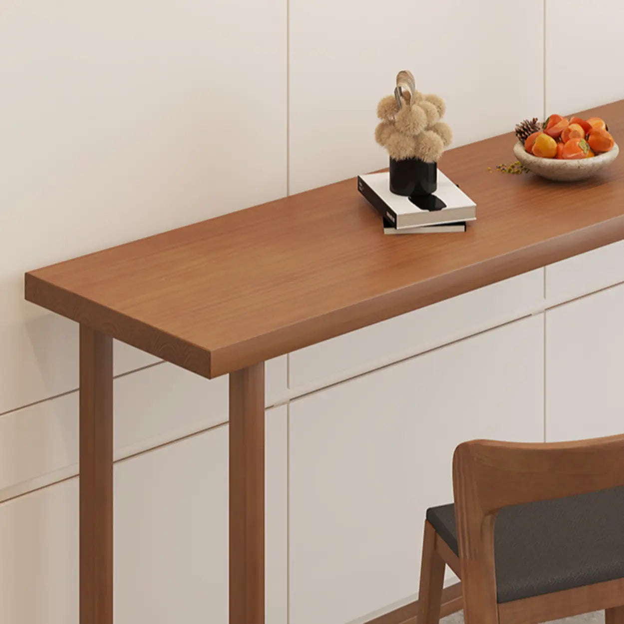 Traditional Rectangular Brown Wood Bar Table — Table Only
