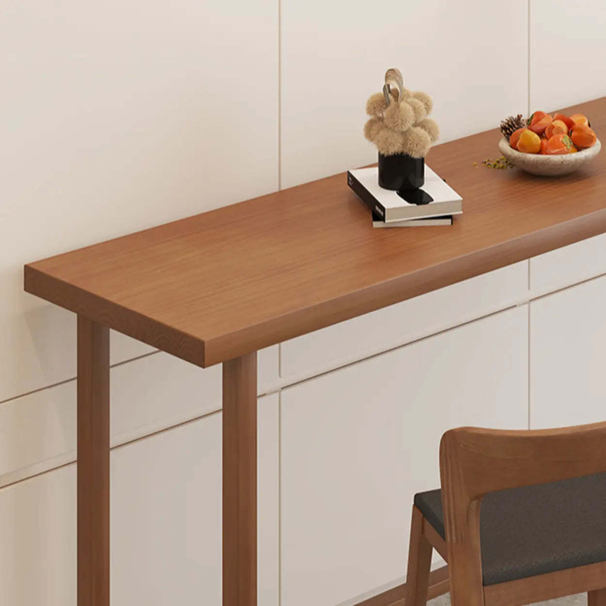 Traditional Rectangular Brown Wood Bar Table — Table Only
