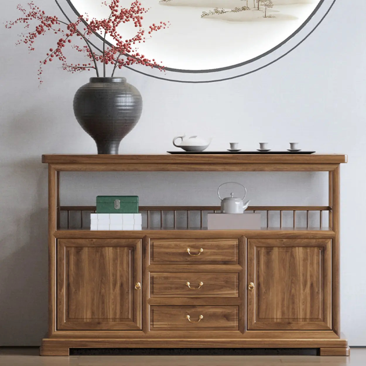 Traditional Wood Console Table with Storage