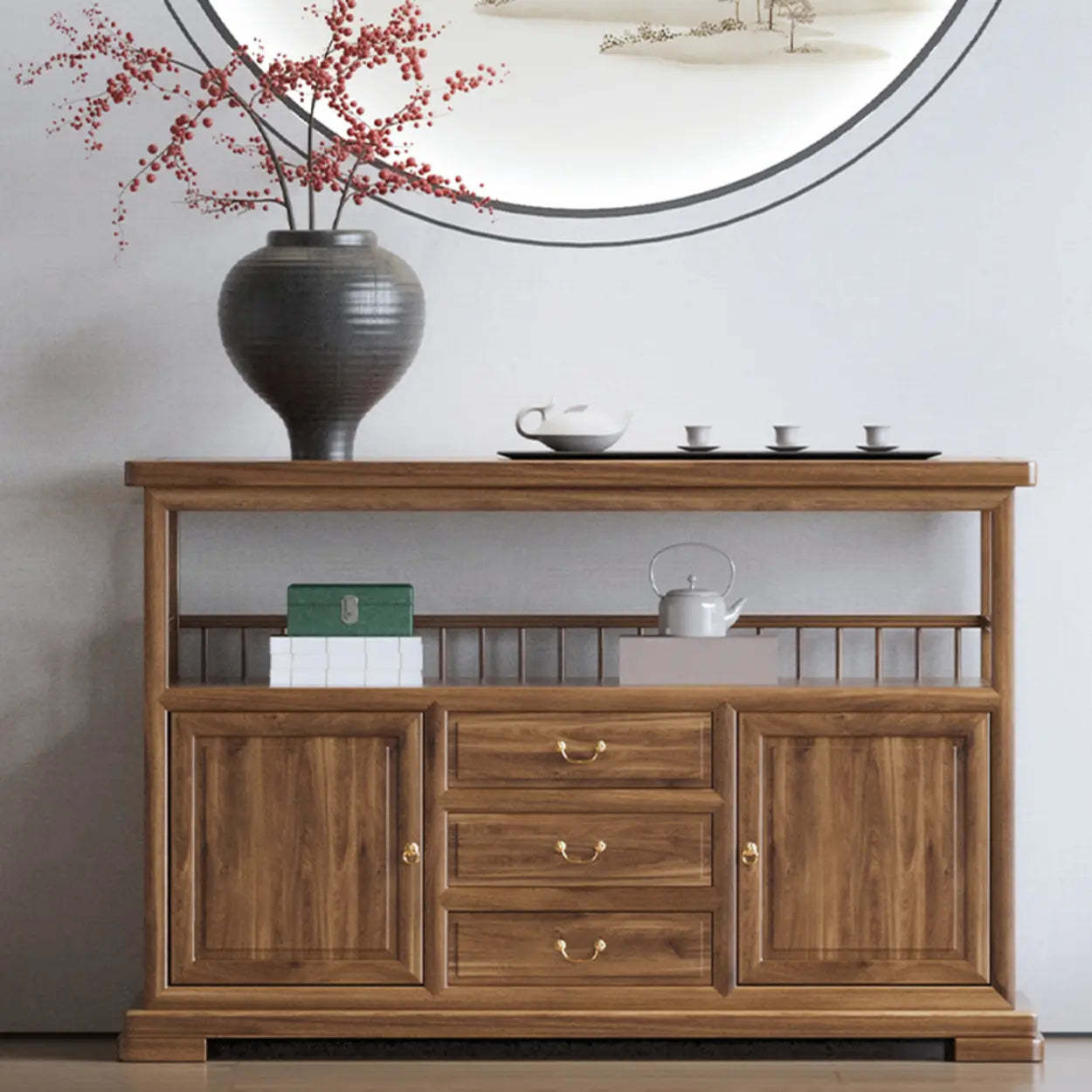Traditional Wood Console Table with Storage