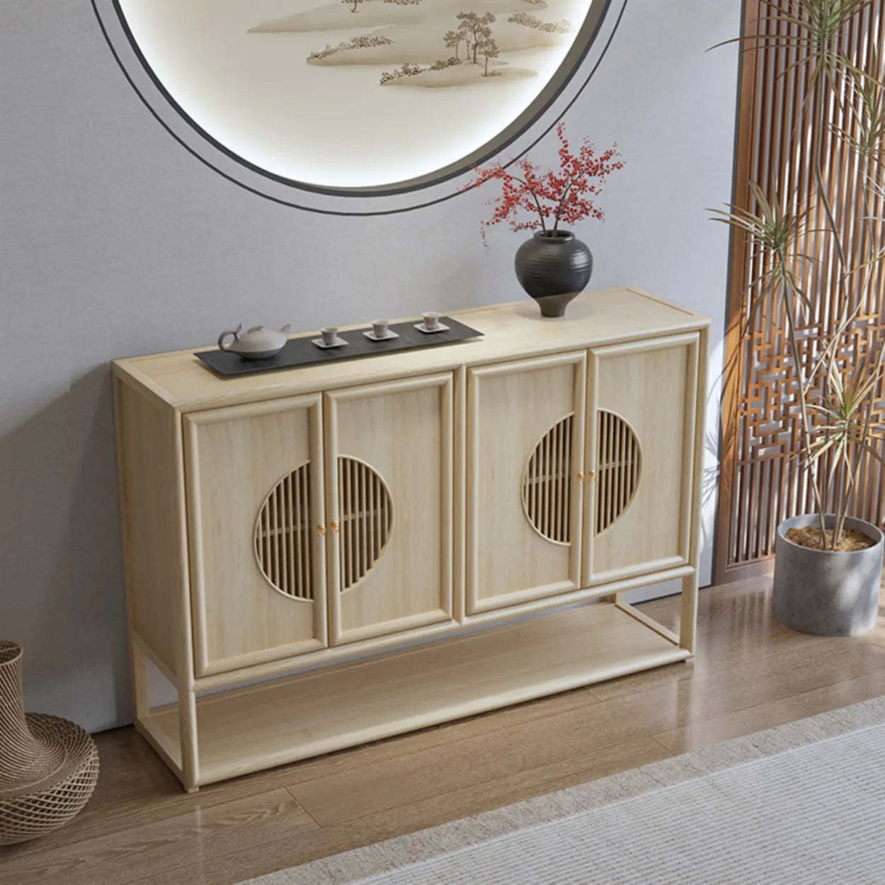 Traditional Wood Console Table with Storage — Nut-Brown
