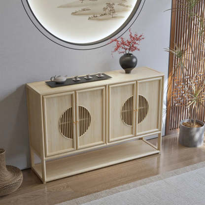 Traditional Wood Console Table with Storage — Nut-Brown