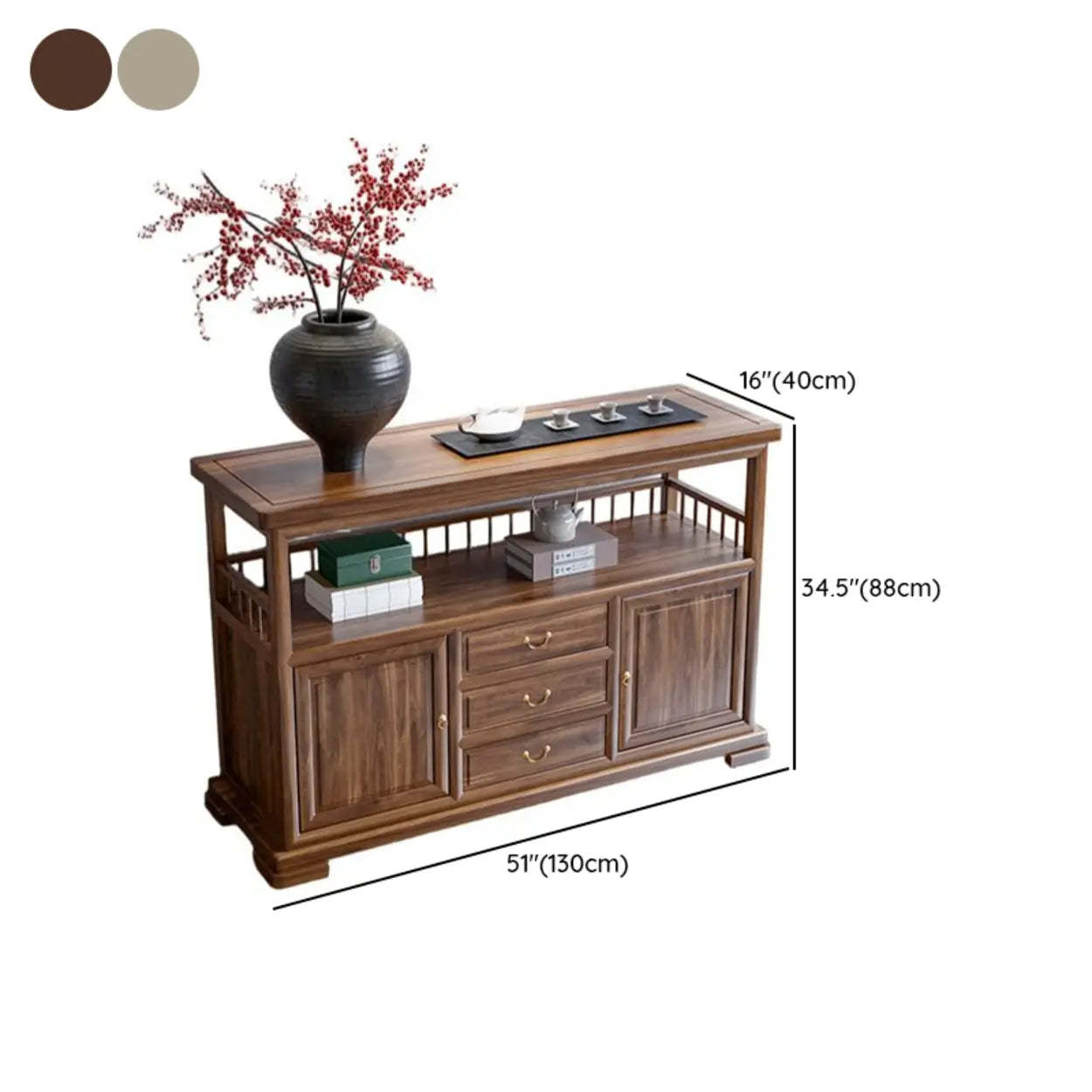 Traditional Wood Console Table with Storage