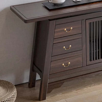 Traditional Wood Console Table with Storage — Black Walnut