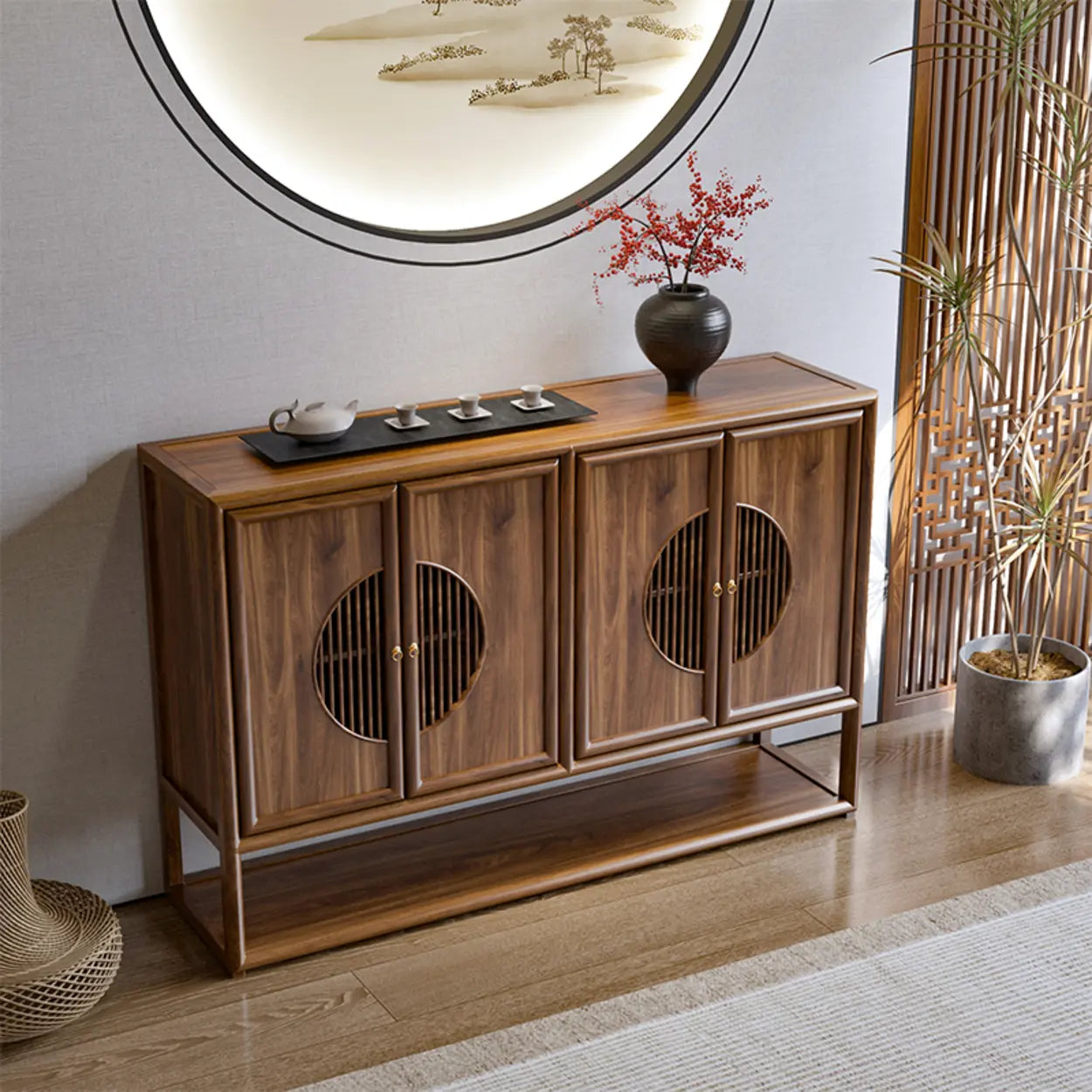 Traditional Wood Console Table with Storage