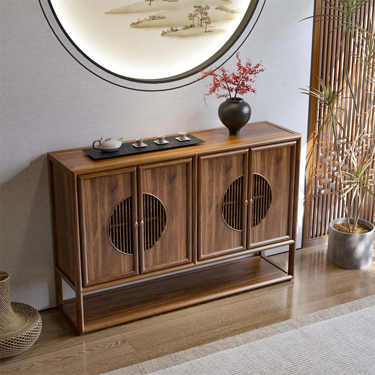 Traditional Wood Console Table with Storage