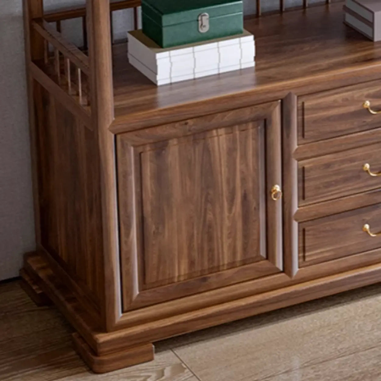 Traditional Wood Console Table with Storage — Black Walnut