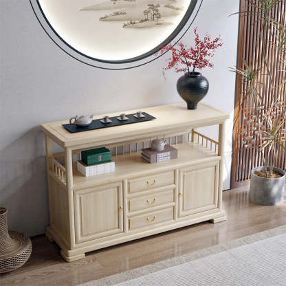 Traditional Wood Console Table with Storage — Natural